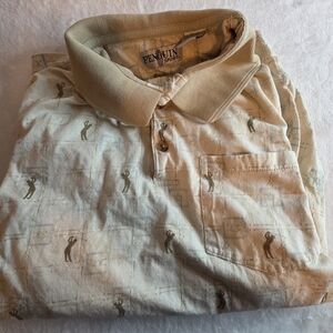 Vintage Penguin Sport Golf Polo Shirt Men’s Large All Over Golfer Print